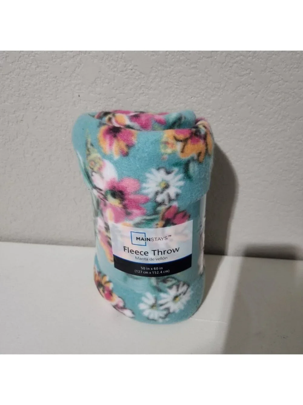 Mainstays Floral Fleece Throw Blanket 50" X 60" Lightweight Cozy Soft Turquoise - Picture 1 of 4